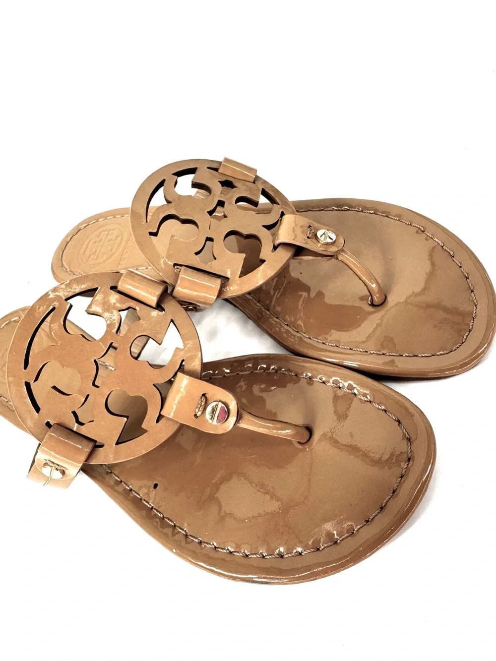 Tory Burch Miller Sandals Tan Patent Leather 6.5